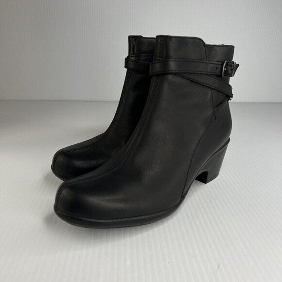 Clarks Artisan Leyden Summit Ankle Boots Black Block Heel Women’s Size 7 - Picture 2 of 8